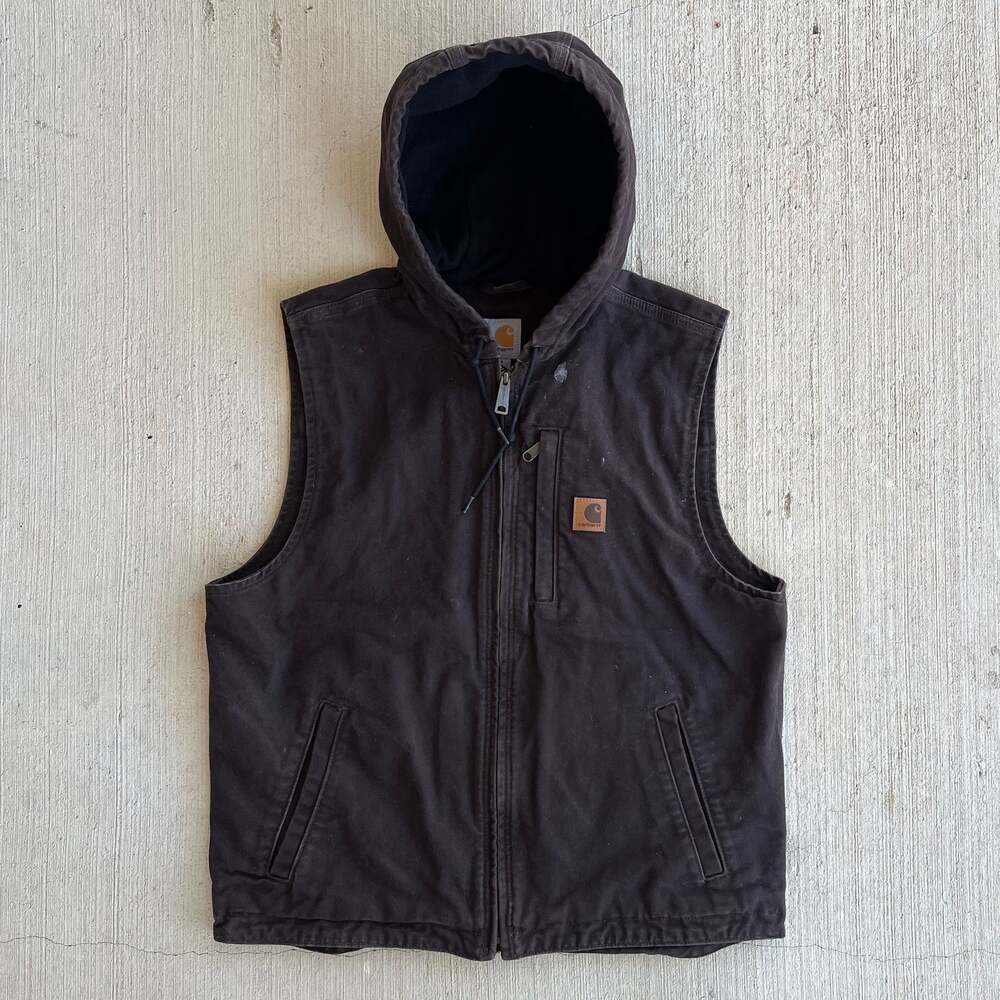 Carhartt DKB brown hooded work wear vest